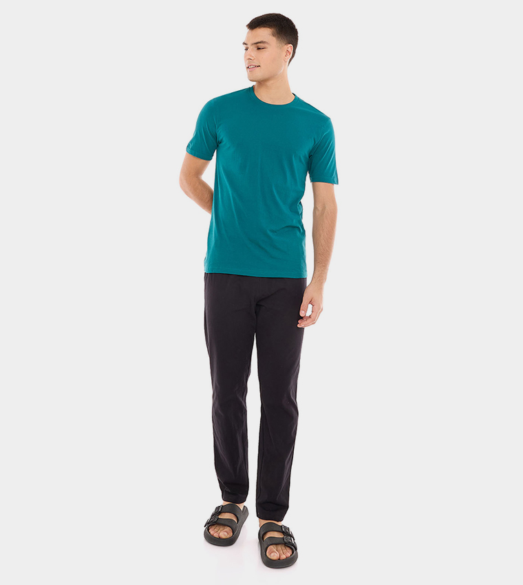 Solid T-Shirt with Crew Neck and Short Sleeves