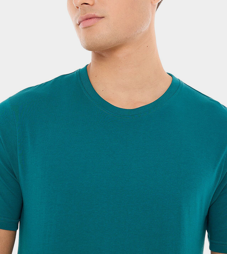 Solid T-Shirt with Crew Neck and Short Sleeves