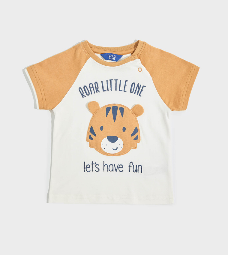 Printed T-Shirt with Crew Neck and Raglan Sleeves
