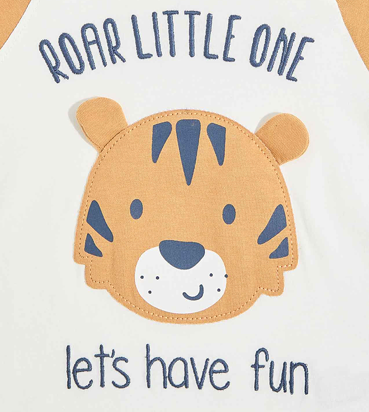 Printed T-Shirt with Crew Neck and Raglan Sleeves