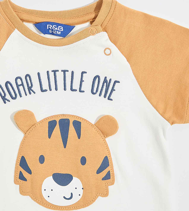 Printed T-Shirt with Crew Neck and Raglan Sleeves