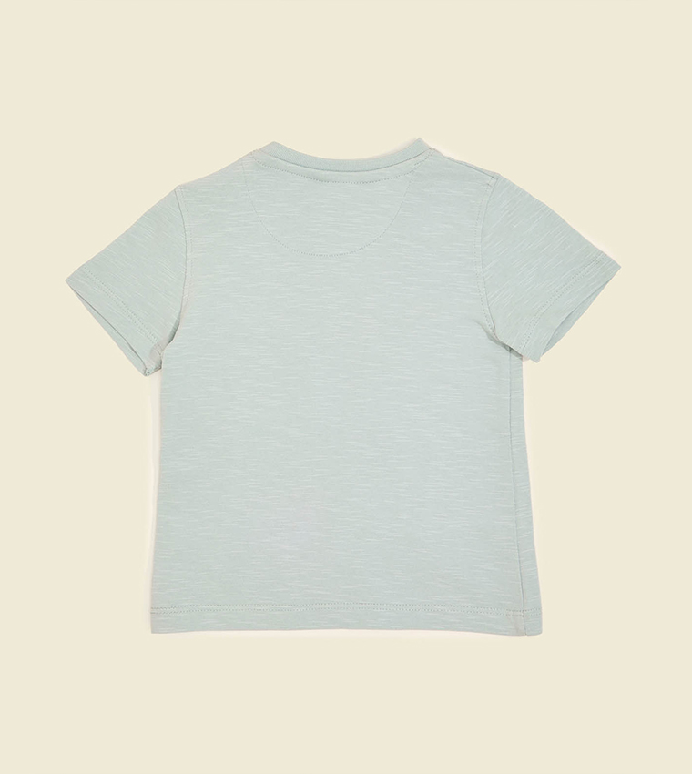 Appliqued T-Shirt with Crew Neck and Short Sleeves
