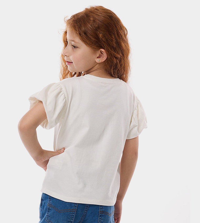 Sequined T-Shirt with Crew Neck and Short Sleeves