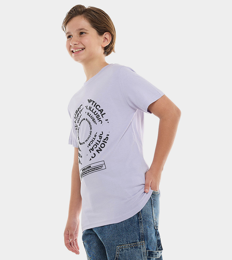 Printed T-Shirt with Crew Neck and Short Sleeves