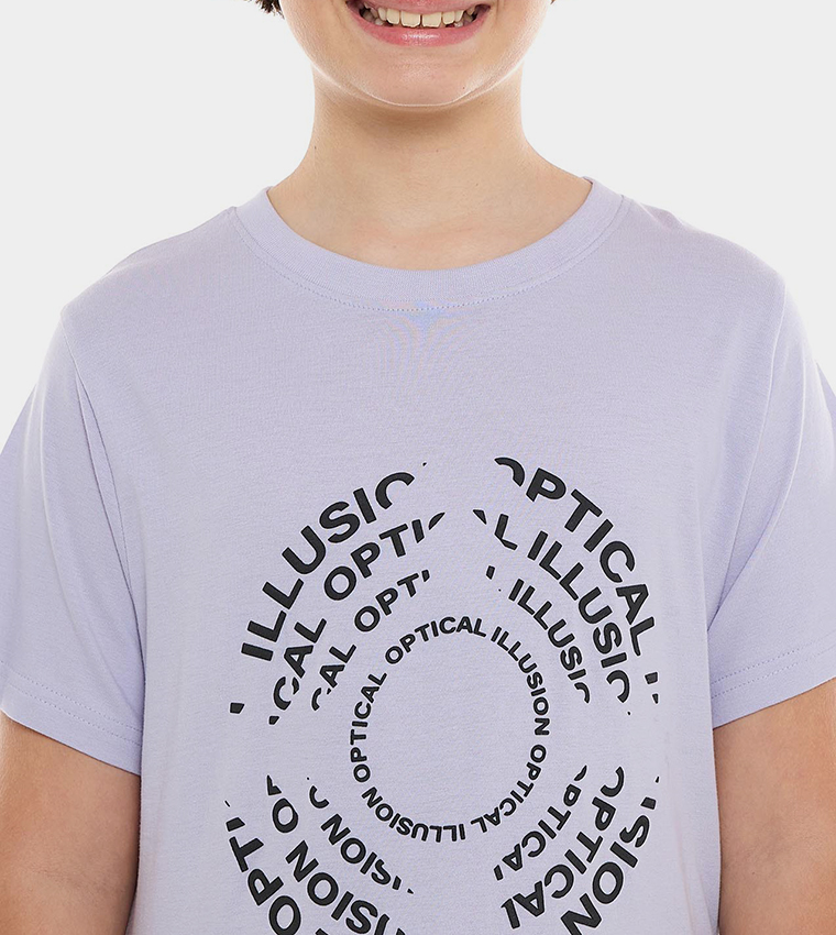 Printed T-Shirt with Crew Neck and Short Sleeves