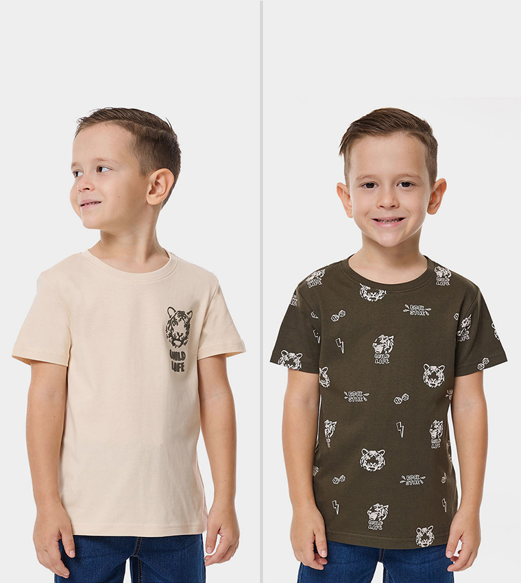 2 Pack Printed T-Shirts with Short Sleeves