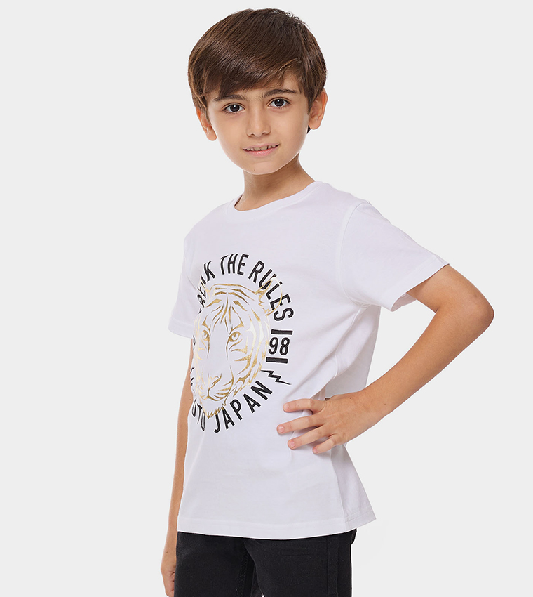 Printed T-Shirt with Crew Neck and Short Sleeves
