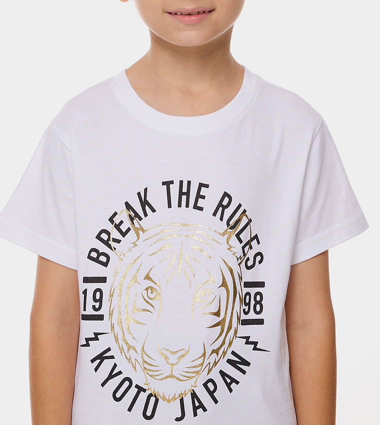 Printed T-Shirt with Crew Neck and Short Sleeves