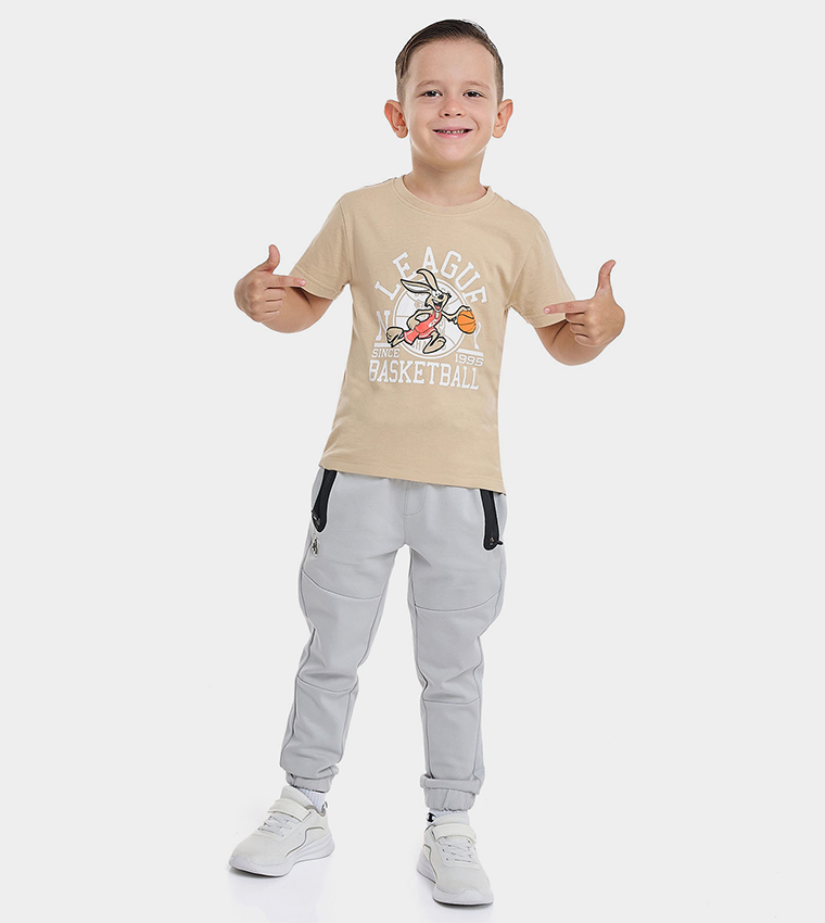 Printed T-Shirt with Crew Neck and Short Sleeves