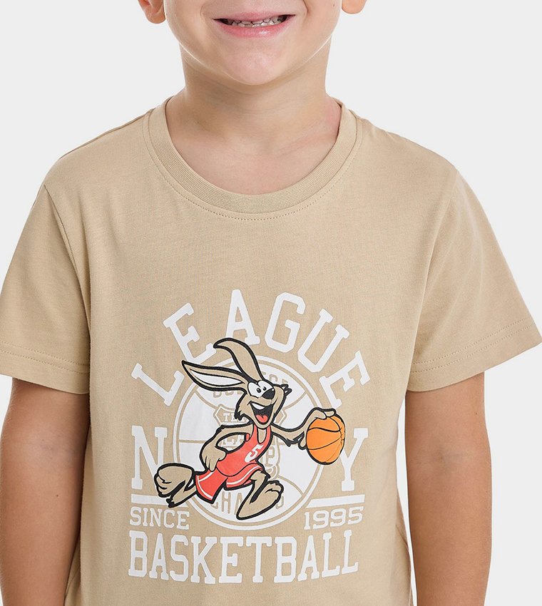 Printed T-Shirt with Crew Neck and Short Sleeves
