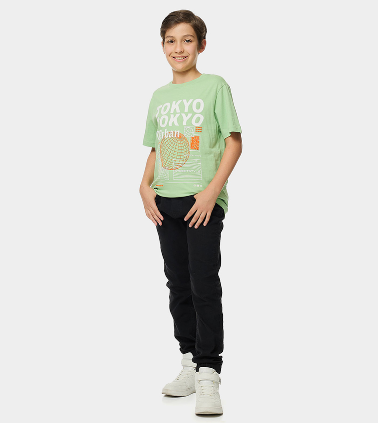 Printed T-Shirt with Crew Neck and Short Sleeves