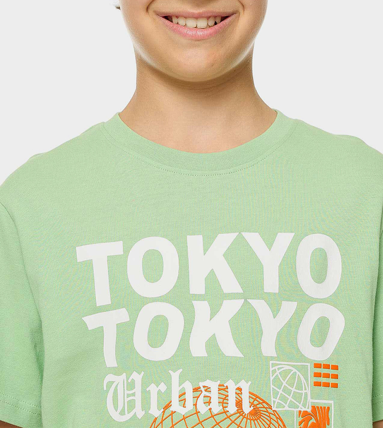 Printed T-Shirt with Crew Neck and Short Sleeves