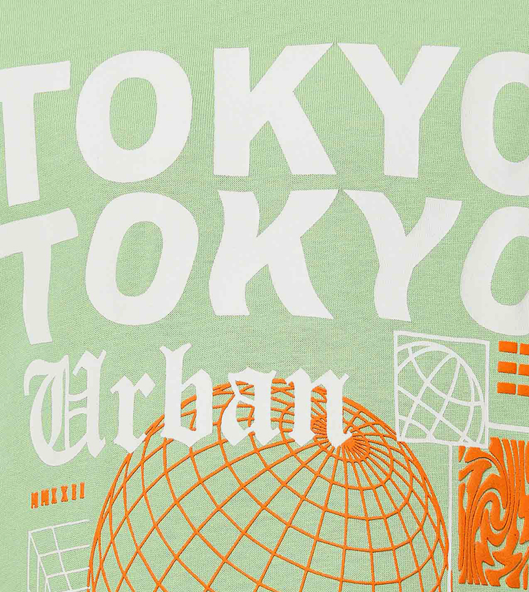 Printed T-Shirt with Crew Neck and Short Sleeves