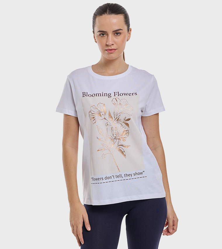 Graphic Print T-Shirt with Crew Neck