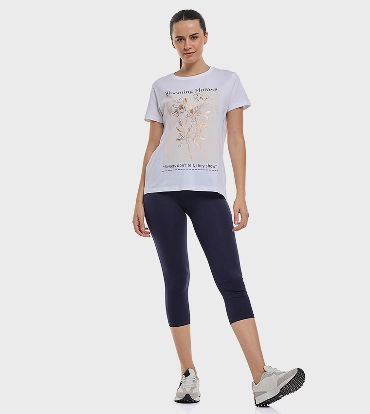 Graphic Print T-Shirt with Crew Neck