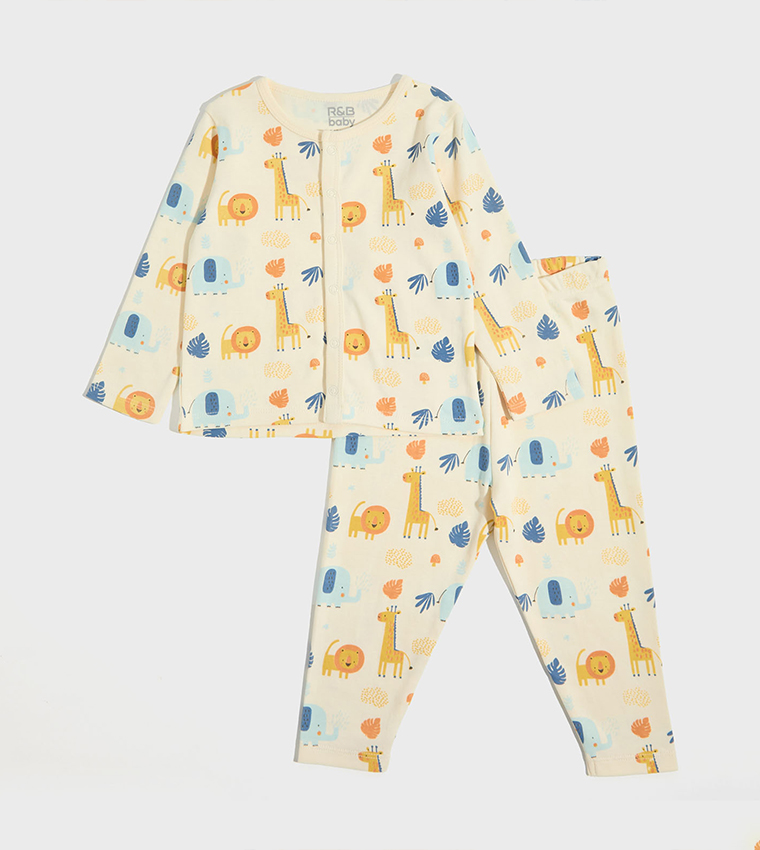 Pack of 2 Printed Long Sleeves Pyjama Set