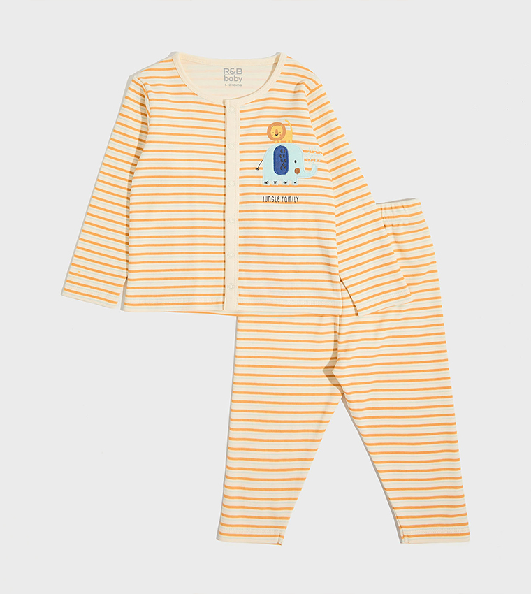 Pack of 2 Printed Long Sleeves Pyjama Set