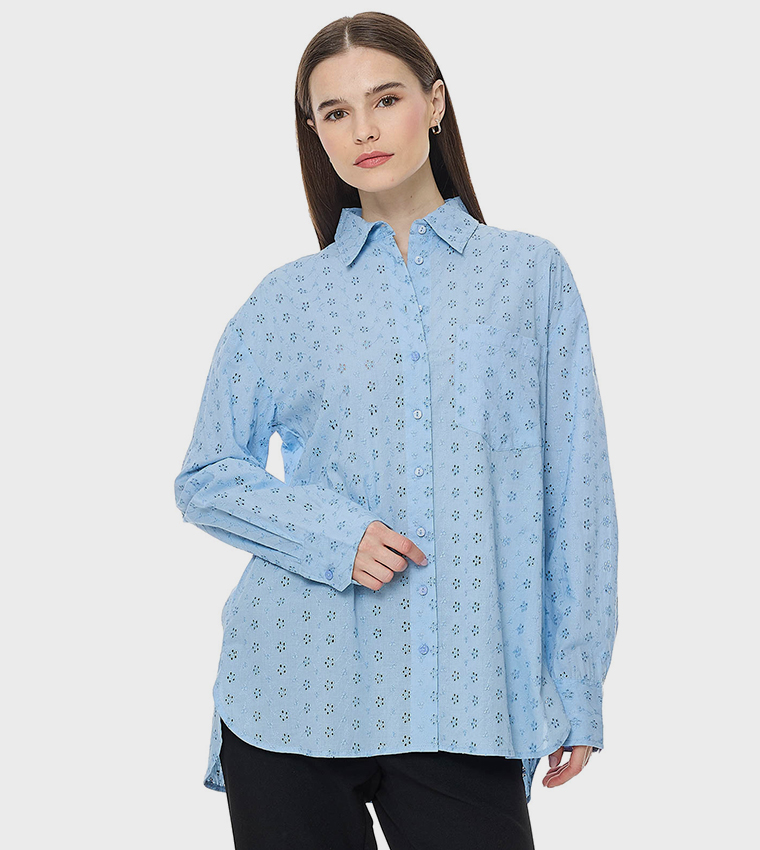 Schiffli Shirt with Classic Collar