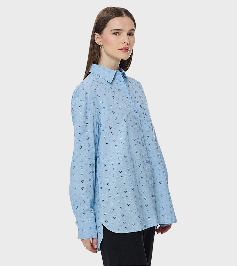 Schiffli Shirt with Classic Collar