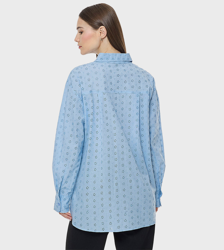 Schiffli Shirt with Classic Collar