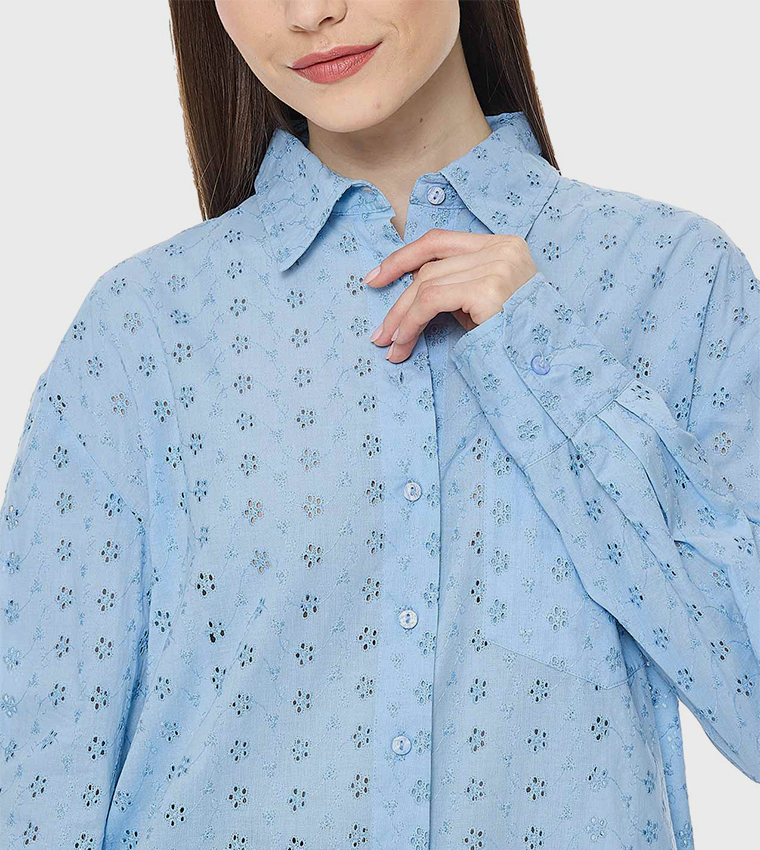 Schiffli Shirt with Classic Collar