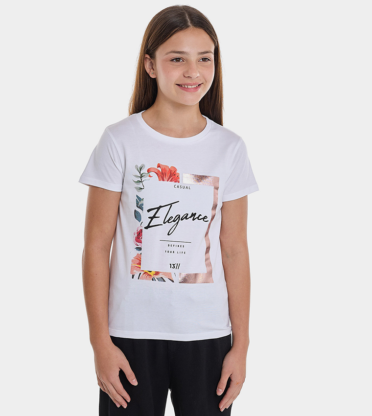 Printed T-Shirt with Crew Neck and Short Sleeves