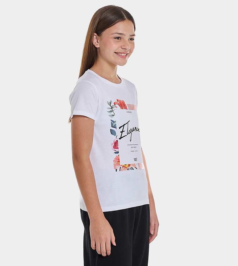 Printed T-Shirt with Crew Neck and Short Sleeves