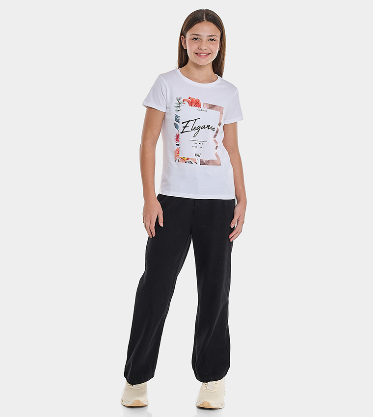 Printed T-Shirt with Crew Neck and Short Sleeves