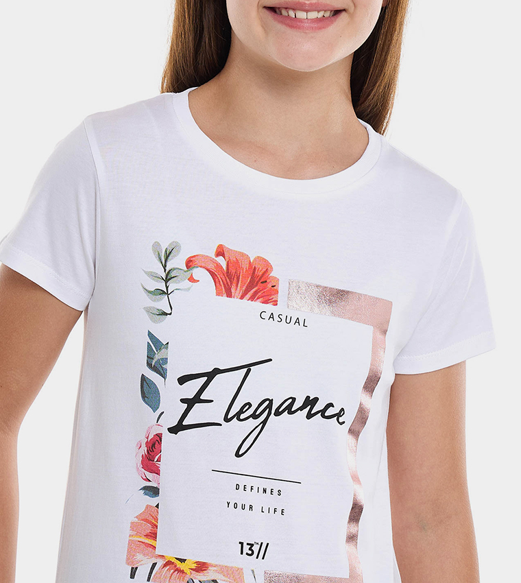 Printed T-Shirt with Crew Neck and Short Sleeves