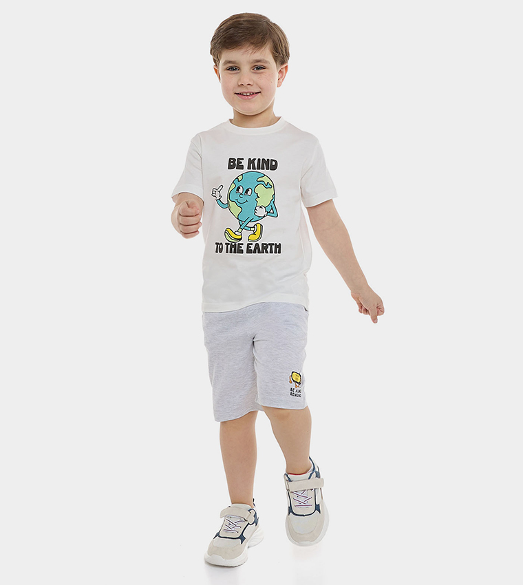 Printed T-Shirt with Crew Neck and Short Sleeves