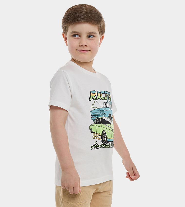 Printed T-Shirt with Crew Neck and Short Sleeves