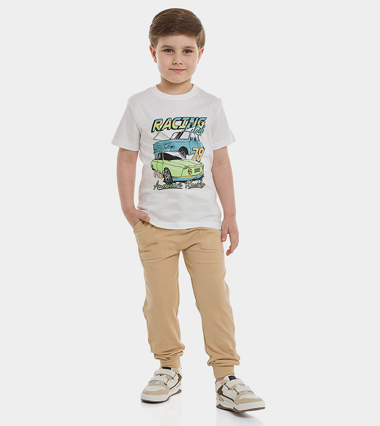 Printed T-Shirt with Crew Neck and Short Sleeves