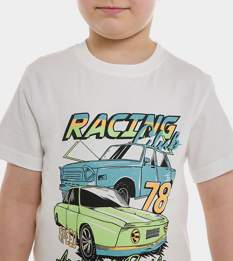 Printed T-Shirt with Crew Neck and Short Sleeves