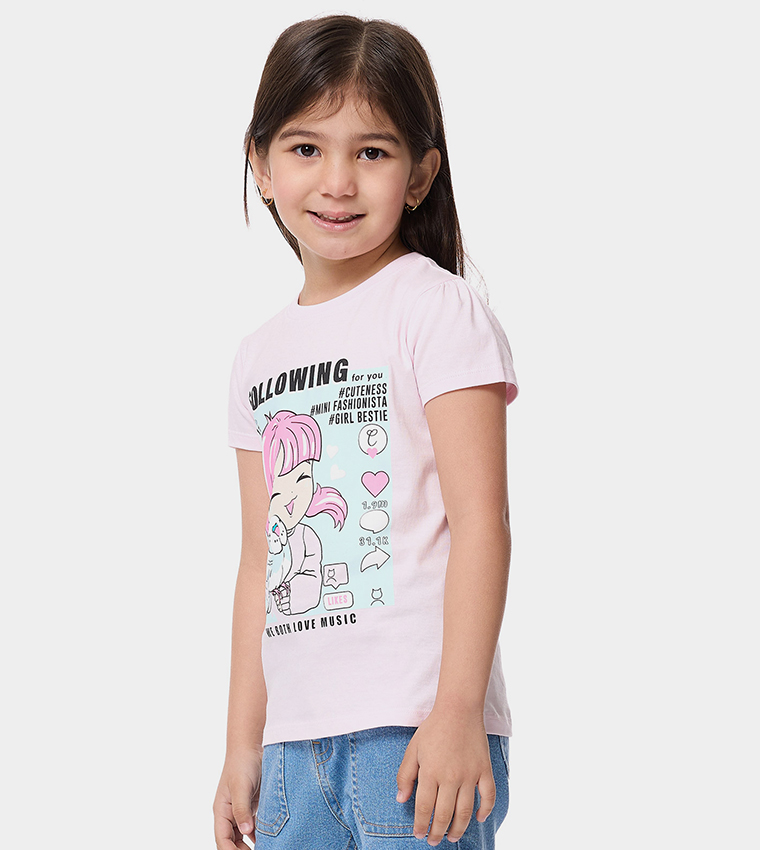 Printed T-Shirt with Crew Neck and Short Sleeves