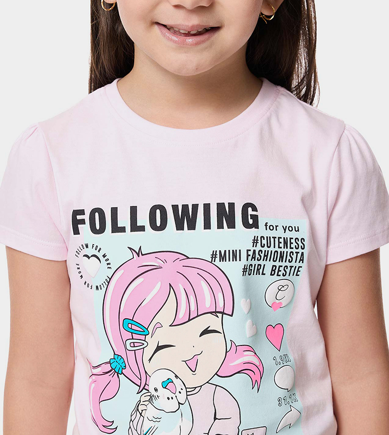 Printed T-Shirt with Crew Neck and Short Sleeves