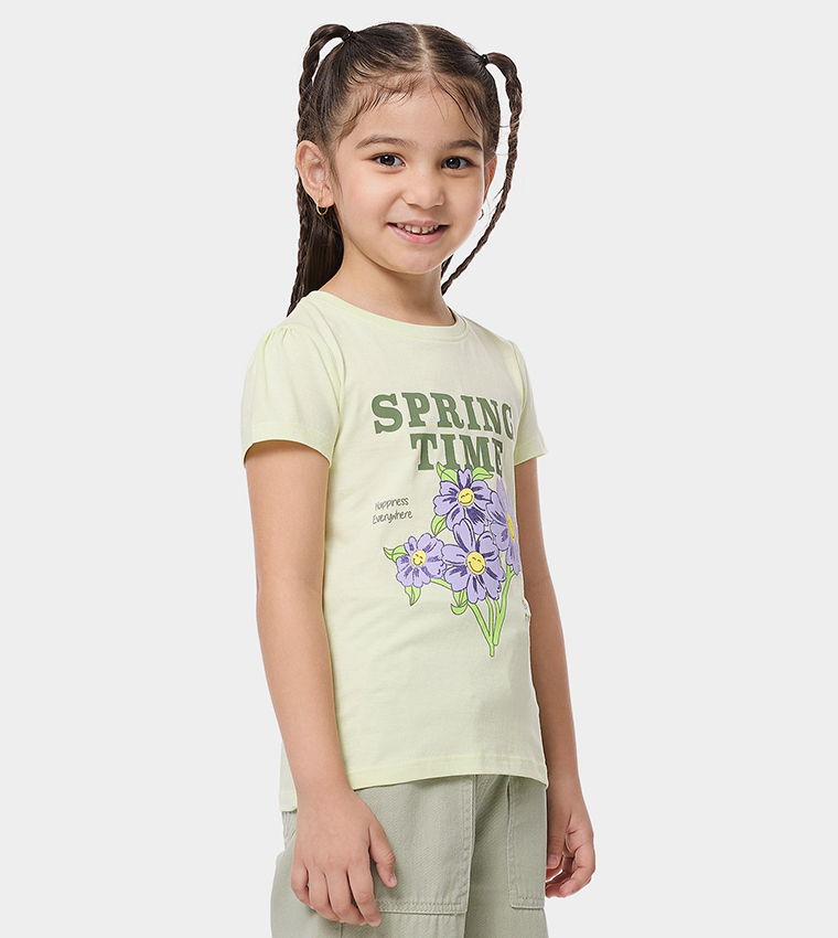 Printed T-Shirt with Crew Neck and Short Sleeves