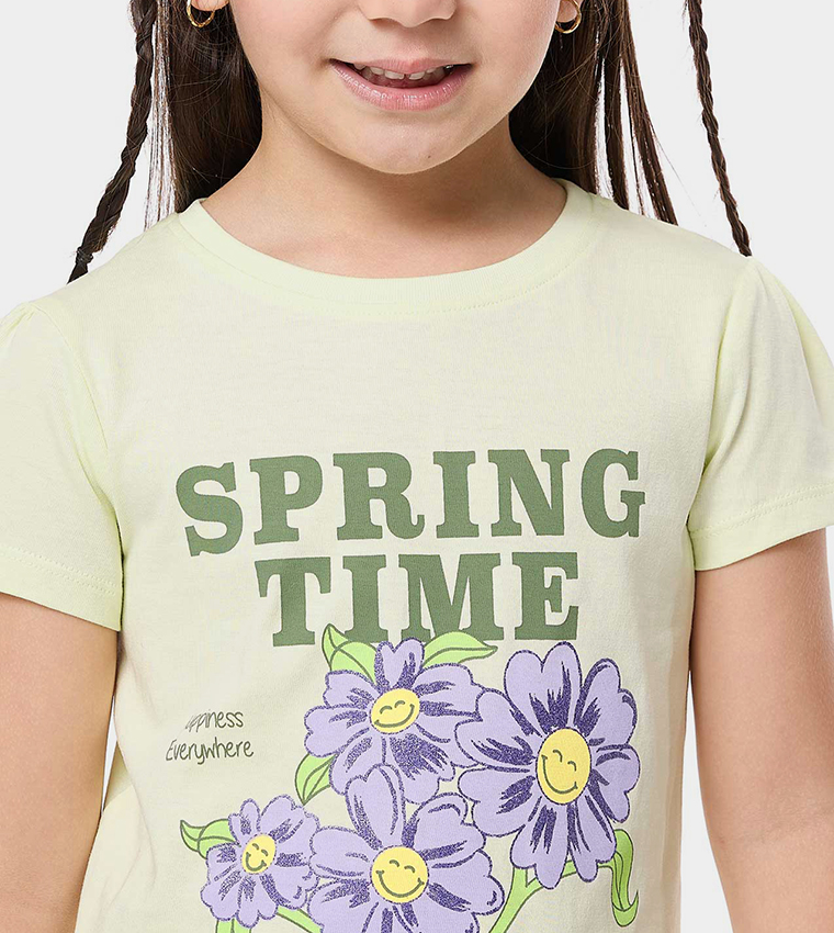 Printed T-Shirt with Crew Neck and Short Sleeves