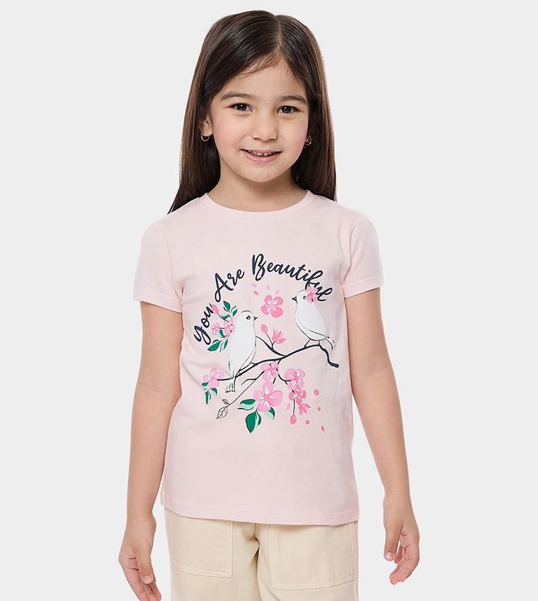 Printed T-Shirt with Crew Neck and Short Sleeves
