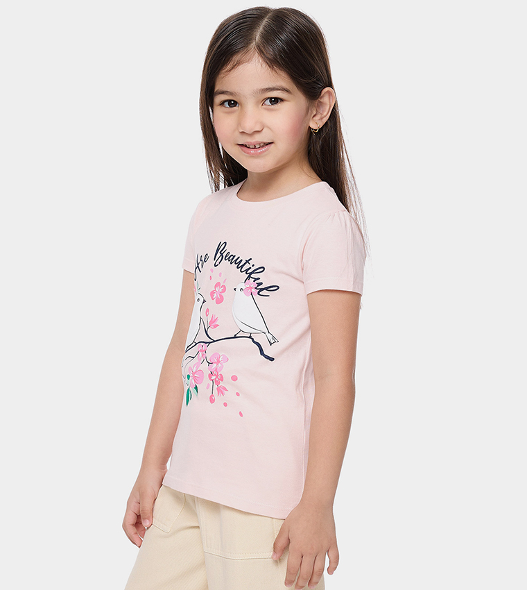 Printed T-Shirt with Crew Neck and Short Sleeves