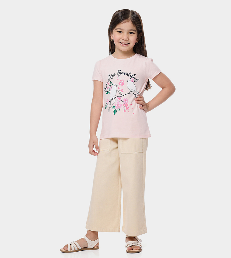 Printed T-Shirt with Crew Neck and Short Sleeves