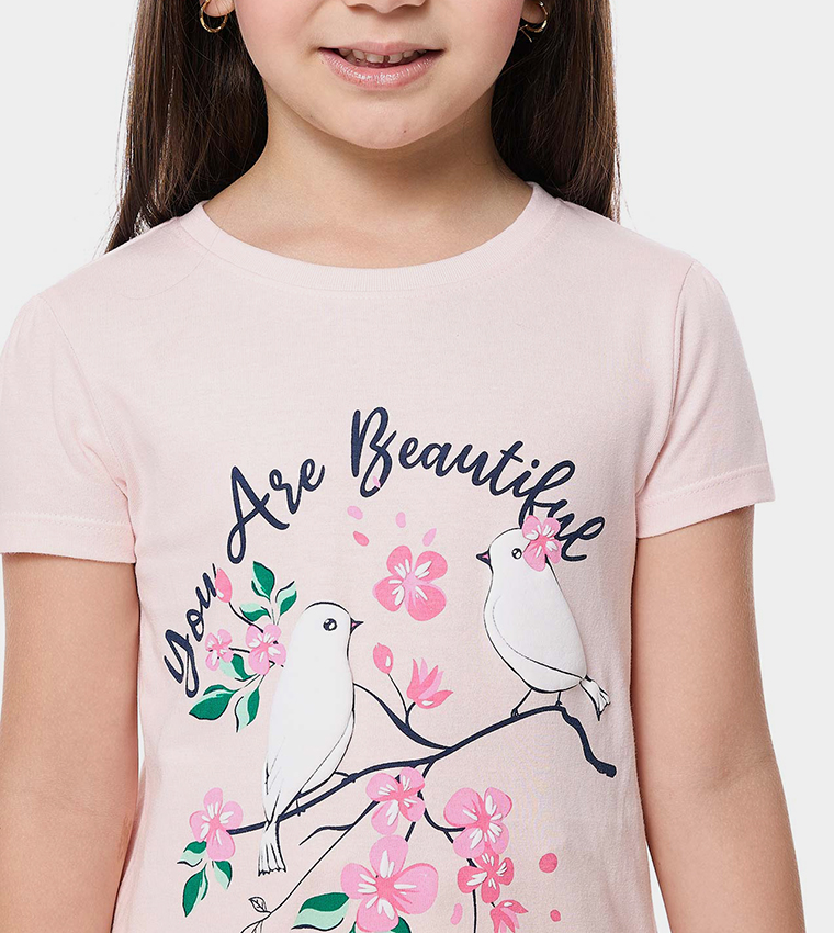 Printed T-Shirt with Crew Neck and Short Sleeves
