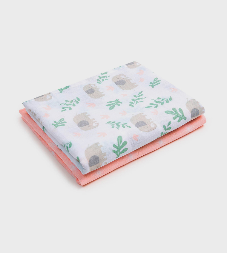 Pack of 2 Printed Newborn Blankets