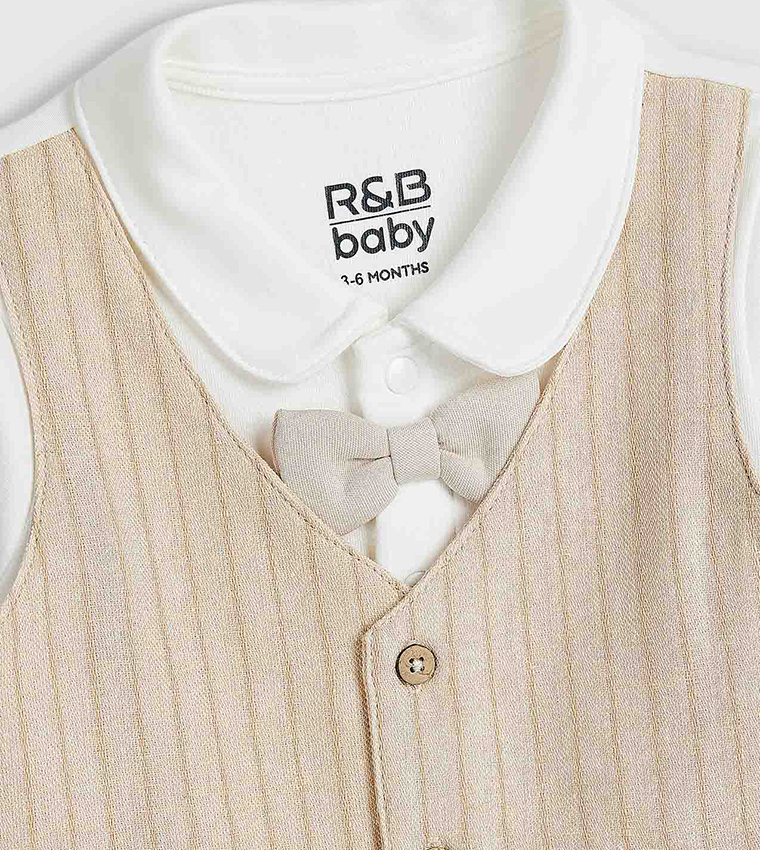 Solid Sleepsuit with Attached Waistcoat