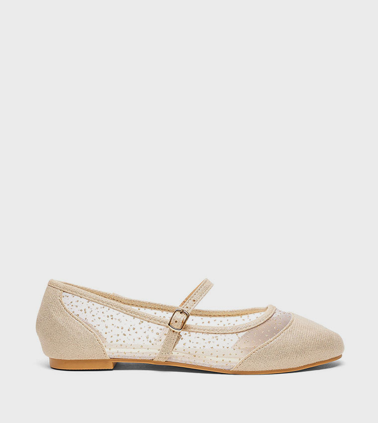 Glittered Mesh Detail Mary Jane