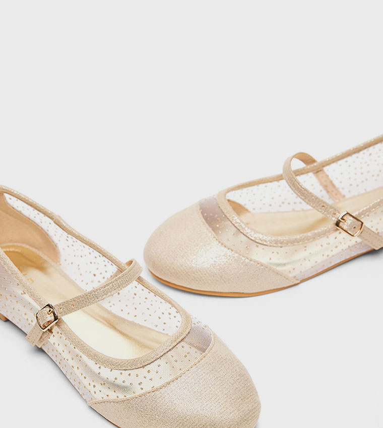 Glittered Mesh Detail Mary Jane