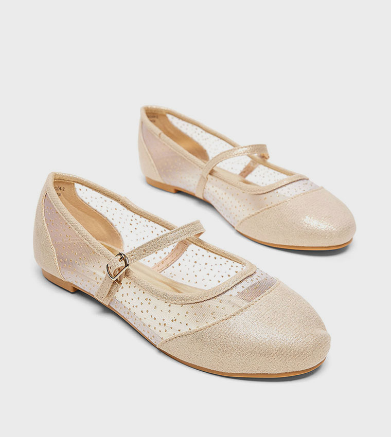 Glittered Mesh Detail Mary Jane