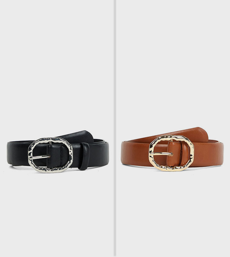 2 Pack Faux Leather Belts