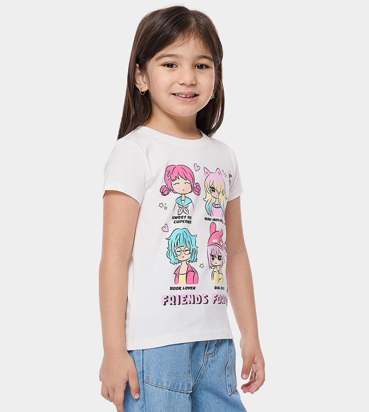 Printed T-Shirt with Crew Neck and Short Sleeves