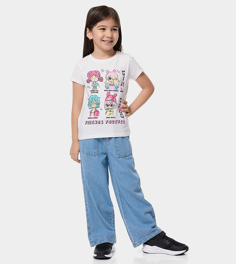 Printed T-Shirt with Crew Neck and Short Sleeves