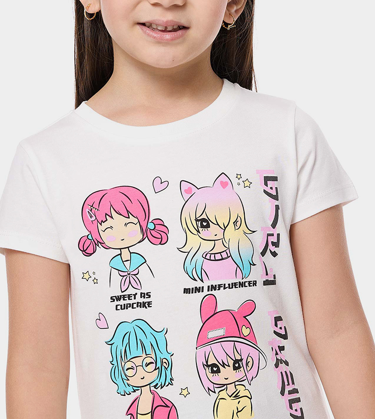 Printed T-Shirt with Crew Neck and Short Sleeves